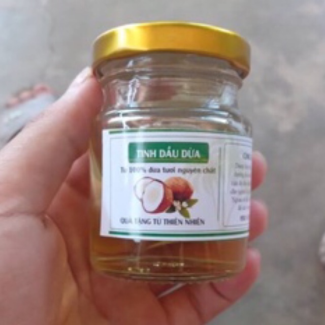 Tinh Dầu Dừa Nấu Thủ Công nguyên chất dưỡng da, dưỡng tóc, dưỡng môi handmade (Lọ 80ml)