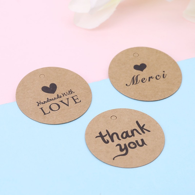 100 nhãn giấy hình tròn treo trang trí quà đám cưới