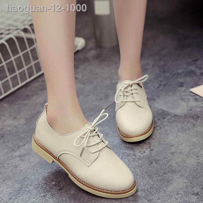 ☄❍Giày da đế phẳng màu trơn phong cách Hàn Quốc dành cho bạn nữ