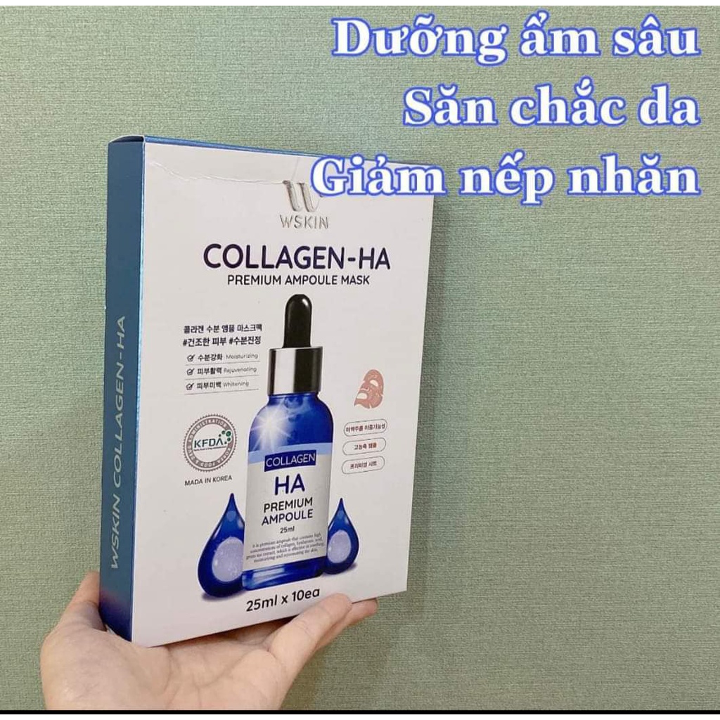 Mặt Nạ Dưỡng Trắng, Ngừa Nám & Nâng Cơ Dành Cho Da Lão Hoá Wskin Collagen - HA  Hàn Quốc