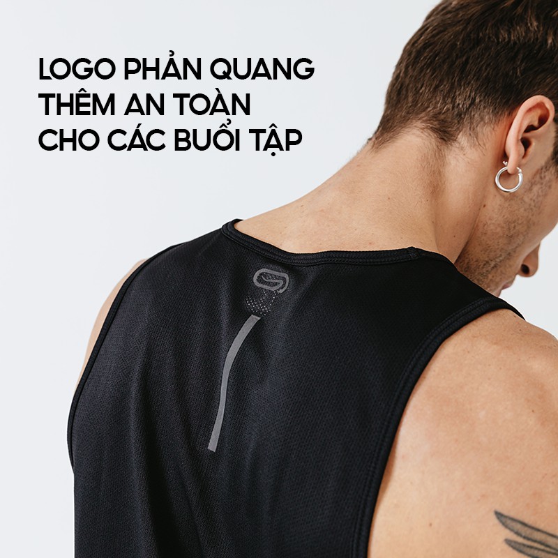 Áo thun thể thao tank top nam run dry DECATHLON chuyên chạy bộ, nhanh khô - đen