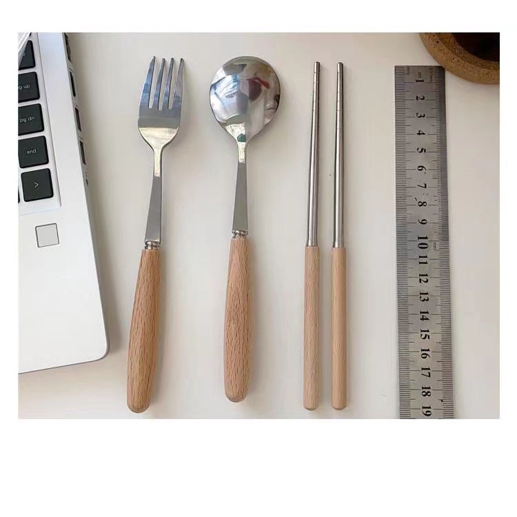 Muỗng, Đũa, Nĩa Cán Gỗ Cơm Trưa Văn Phòng