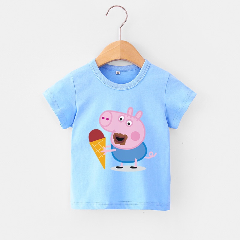 Áo thun chất liệu 100% cotton mềm hoạ tiết hoạt hình heo Peppa dành cho trẻ em 2021