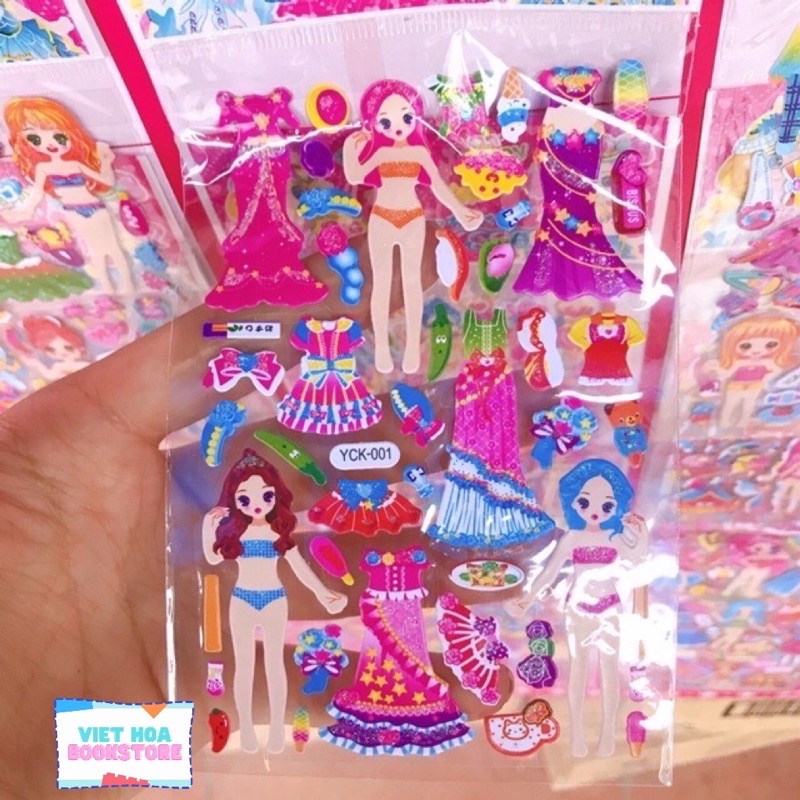 Hình dán nổi 3D thời trang búp bê, công chúa _ Sticker 3D