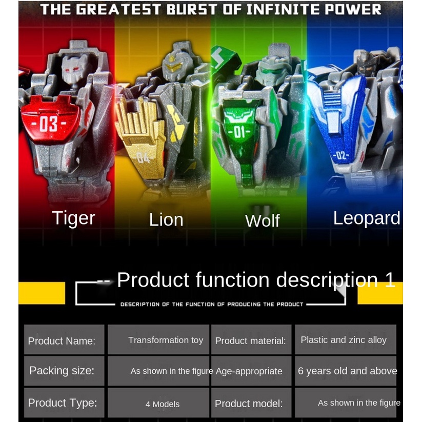 Mô hình đồ chơi robot biến hình 4 trong 1 bằng hợp kim