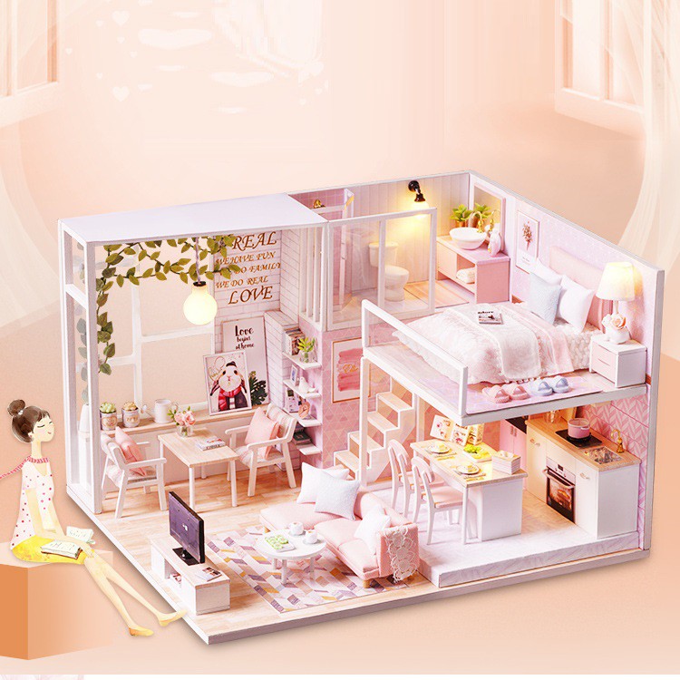 Mô hình nhà DIY Doll House Cuộc Sống Yên Bình Tranquil Life Kèm Mica Chống bụi, Bộ dụng cụ và Keo dán