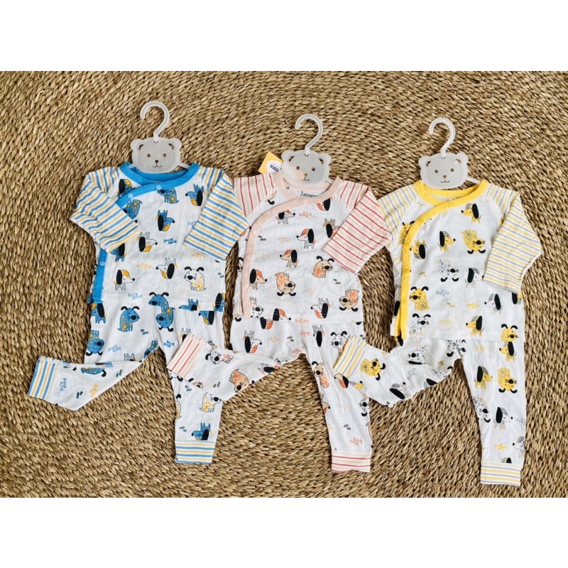Bộ quần áo dài tay cài lệch cotton họa tiết cún Father Care cho bé