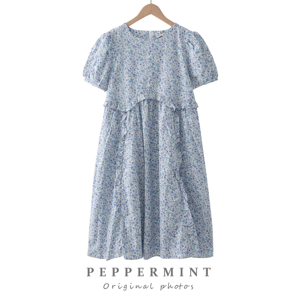 Đầm hoa tay ngắn dáng rộng phong cách thời trang hàn quốc 43000