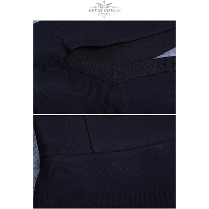 Mushroom Lee - Đầm ôm đen chéo vai xẻ tà sexy