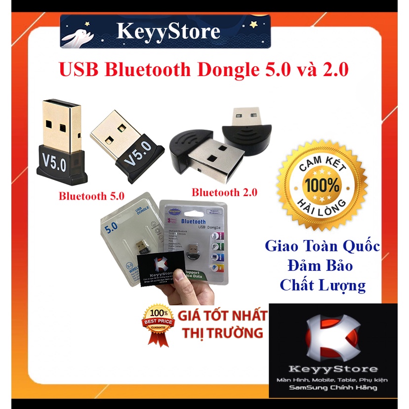 USB Bluetooth Dongle 5.0 và USB Bluetooth Dongle 2.0 giúp Laptop PC máy tính để bàn thu phát sóng bluetooth loại tốt