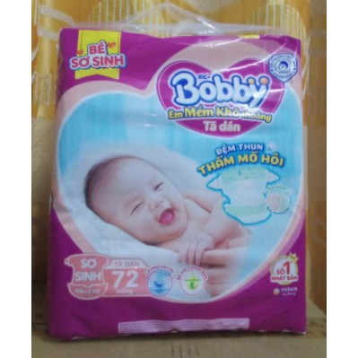 [TẶNG 6 MIẾNG TÃ QUẦN SIZE S]TÃ DÁN BOBBY SIÊU THẤM XS72 (SƠ SINH - 5KG)