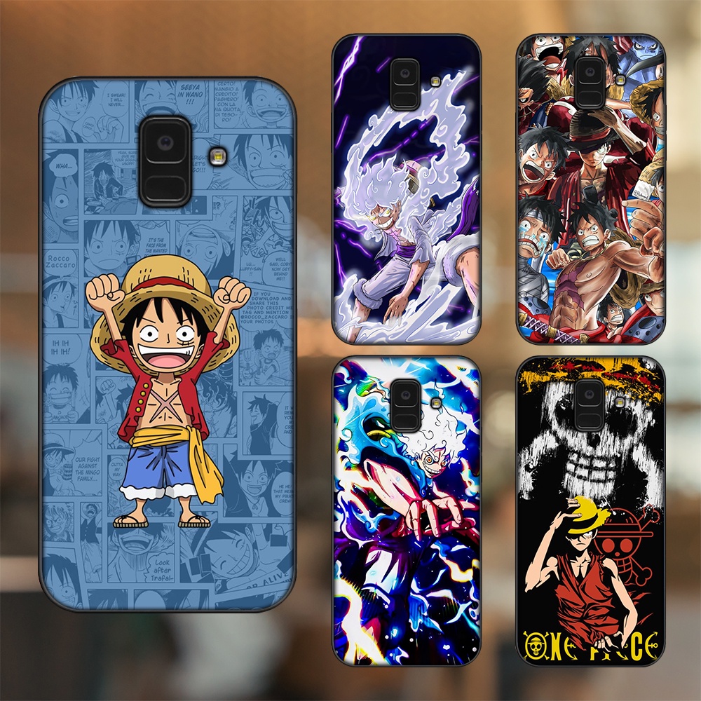 Ốp lưng Samsung A5 2018, A6 2018, A8 2018, J6 2018, A8 Plus viền đen in hình Luffy One Piece
