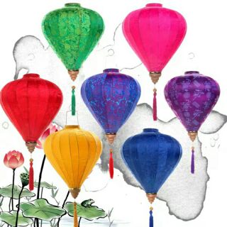 Đèn lồng vải gấm Hội An size 30- 40, đèn lồng củ tỏi loại đẹp