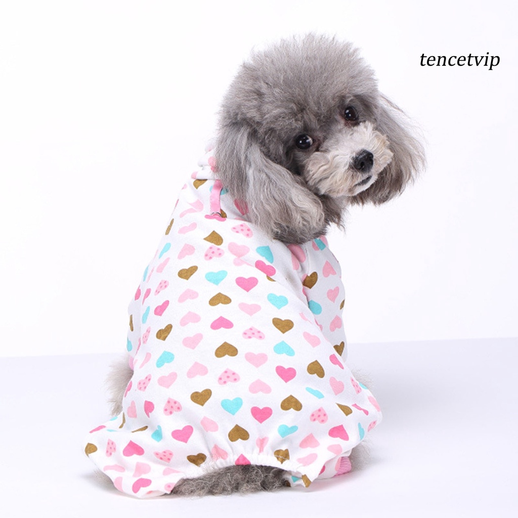 Bộ Đồ Ngủ Liền Thân Cotton Tay Dài Bốn Chân In Hình Cún Hoạt Hình Cho Thú Cưng