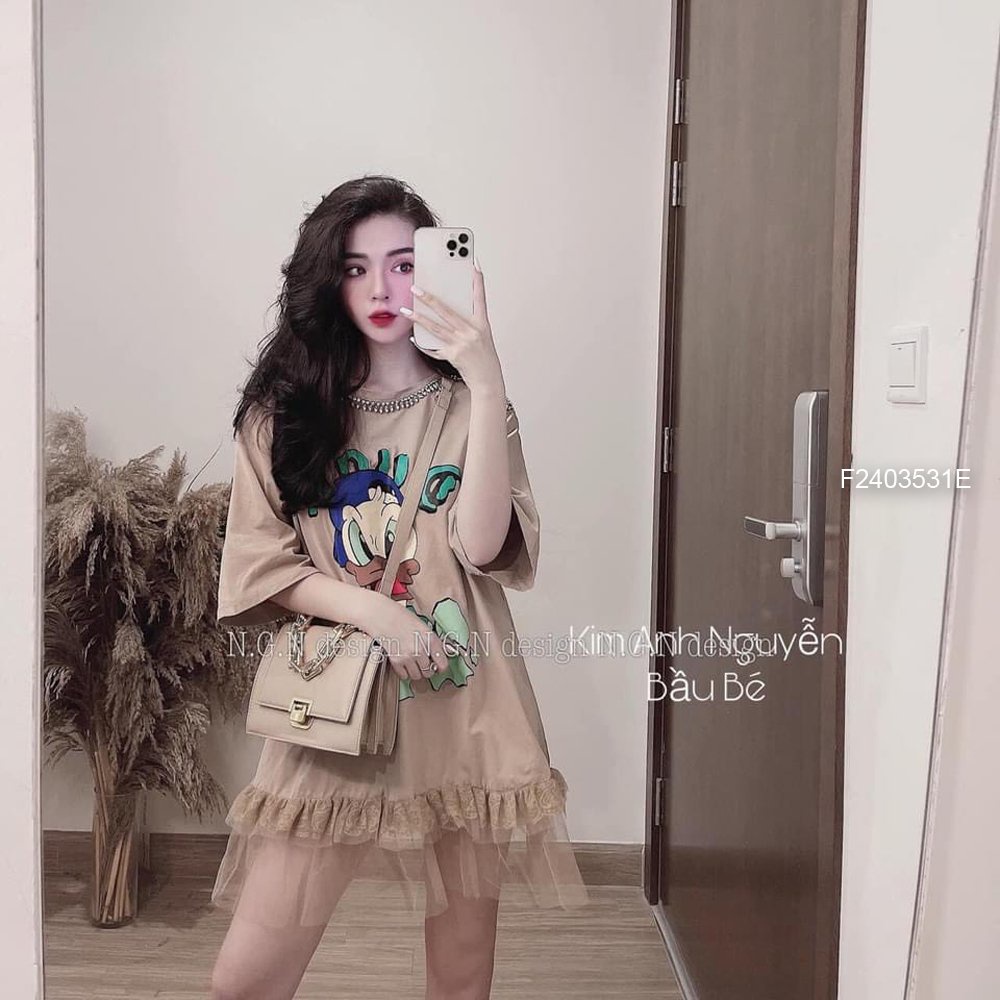 Đầm thun vịt phối chân lưới!