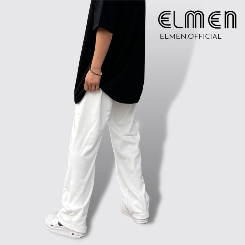 Quần Dài Ống Rộng Unisex Elmen Vải Da Cá Trơn Phong Cách Hàn Quốc, Quần dài nỉ trơn mát mẻ