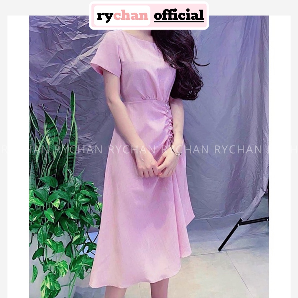Đầm Nữ Dự Tiệc Cưới Dáng Dài Tùng Nhúng Eo Đính Ngọc Màu Hồng Xanh - DX9842