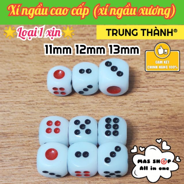 [Bán lẻ 1 viên] Xí ngầu cao cấp loại 1 (xịn) - xí ngầu xương / 11-12-13 (Ly)