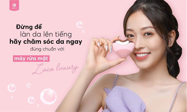 Máy rửa mặt Laco Laxury chính hãng. Sạch mụn đầu đen, mụn cám. Nâng cơ, thon gọn nọng cằm. Da sạch hơn