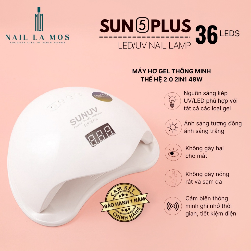 Máy hơ gel Sun 5 Plus 48W 36 bóng đèn - Hàng chính hãng công ty Sun UV/LED - bảo hành 1 năm