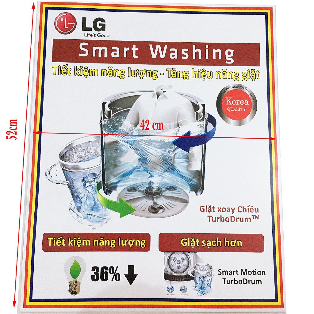 Miếng dán máy giặt LG [TẶNG BĂNG KEO HAI MẶT] tem dán máy giặt LG chọn mẫu như hình
