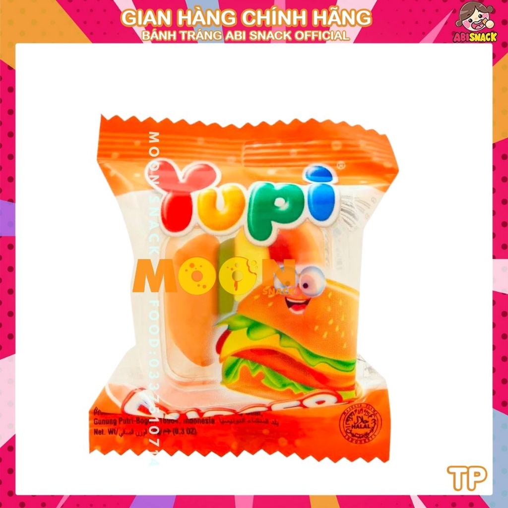 Set 1 Dây Kẹo dẻo Hamburger Yubi Gồm 10 gói-Món ăn tuổi thơ nhập khẩu Indonesia