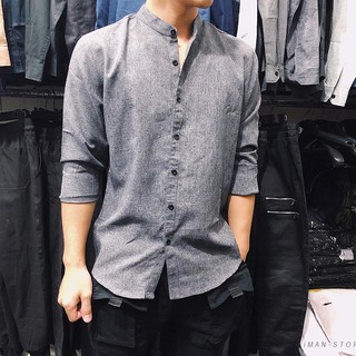 Áo Sơ Mi Đũi Cổ Tàu Dài Tay, Áo Sơ Mi Nam Hàn Quốc Cao Cấp, Mềm Mịn, Thoáng Mát 