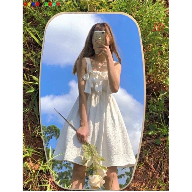 Váy xoè hai dây ba nơ HT12