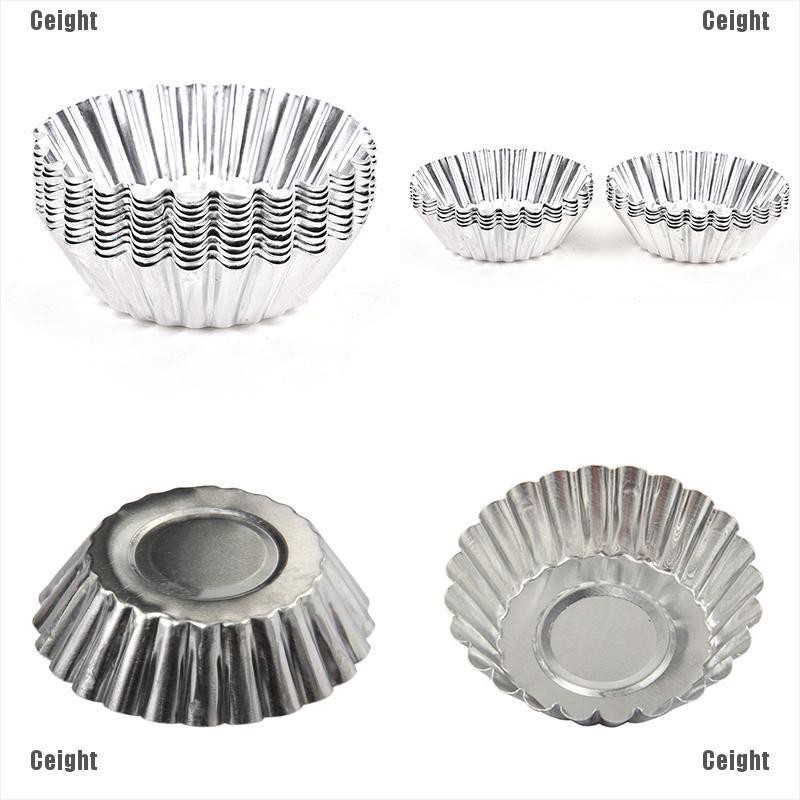 Set 10 khuôn bánh tart trứng bằng nhôm kích thước 7.2cm * 2cm tiện lợi