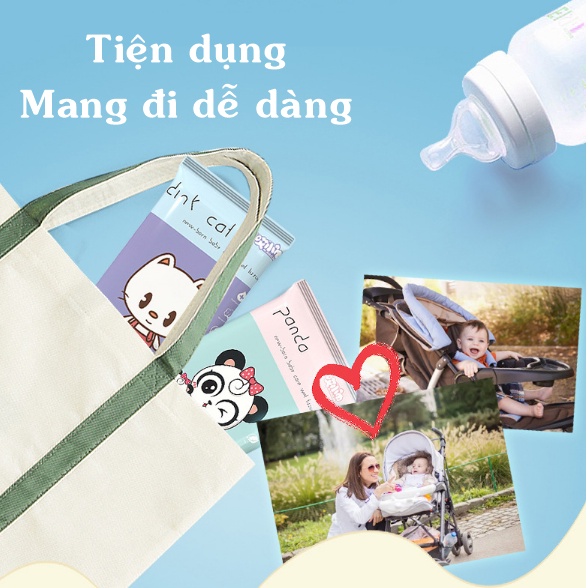 Khăn ướt Baby Care 10 tờ bao bì dễ thương và tiện dụng tiết kiệm cho mẹ và bé