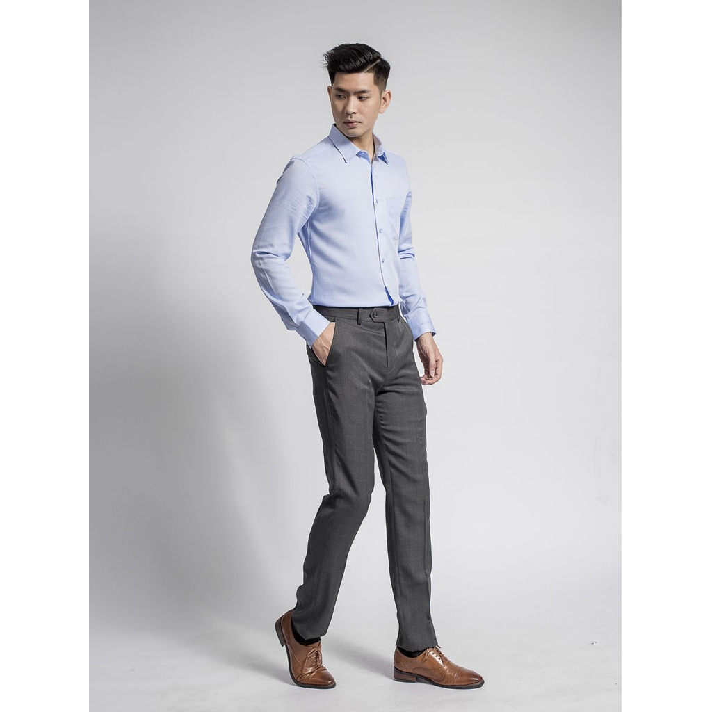 Áo Sơ Mi Nam Tay Dài Aristino ALS57708 Màu Xanh Dobby Mắt Chim Kiểu Dáng Regular Fit Chất Liệu Sợi Sồi