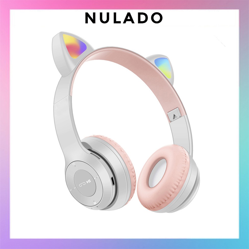 Tai Nghe Bluetooth P47-M Chụp tai có Mic Headphone không dây Dễ Thương tai mèo nghe nhạc, chơi game, học online NULADO