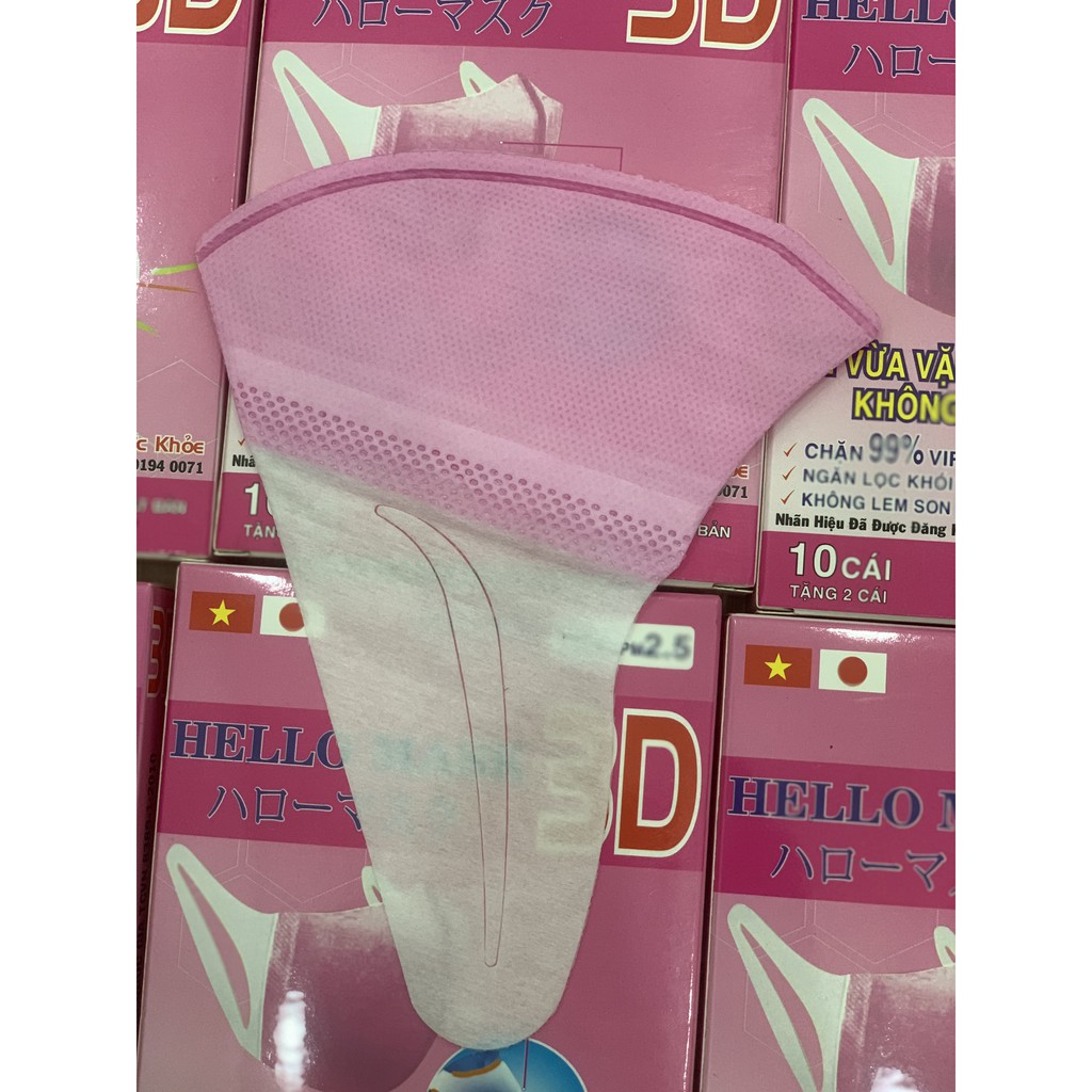 KHẨU TRANG 3D HELLO MASK (HỘP 10 CÁI) - MÀU HỒNG