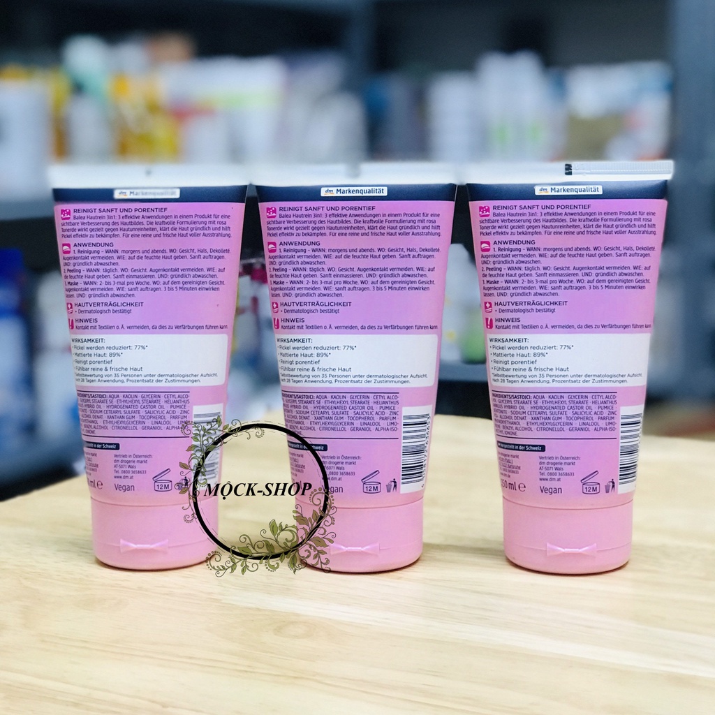 Sữa Rửa Mặt Balea 3in1 – Làm Sạch, Tẩy da chết, Mặt nạ dưỡng da, 150ml