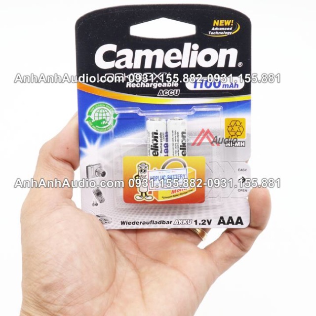 PIN SẠC AAA 1100mAh CHÍNH HÃNG CAMELION , 01 CẶP , PIN 2AAA , PIN