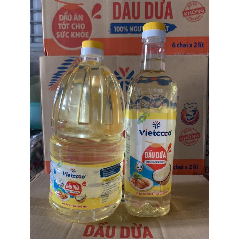 Dầu Dừa chiên xào ( cooking oil) VIETCOCO 2 LÍT - 1 LIT . 100% nguyên chất