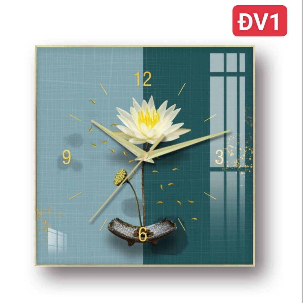 Đồng hồ treo tường VUADECOR hình vuông tráng gương kim trôi cao cấp (Tặng pin và đinh treo)