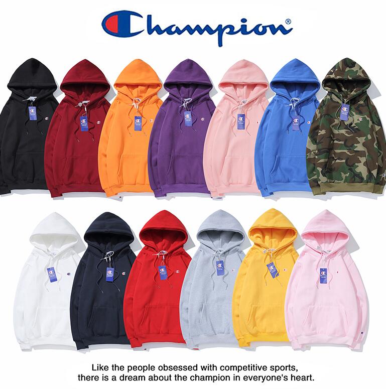 Áo hoodie vải nhung thêu hình logo Champion trẻ trung thời trang