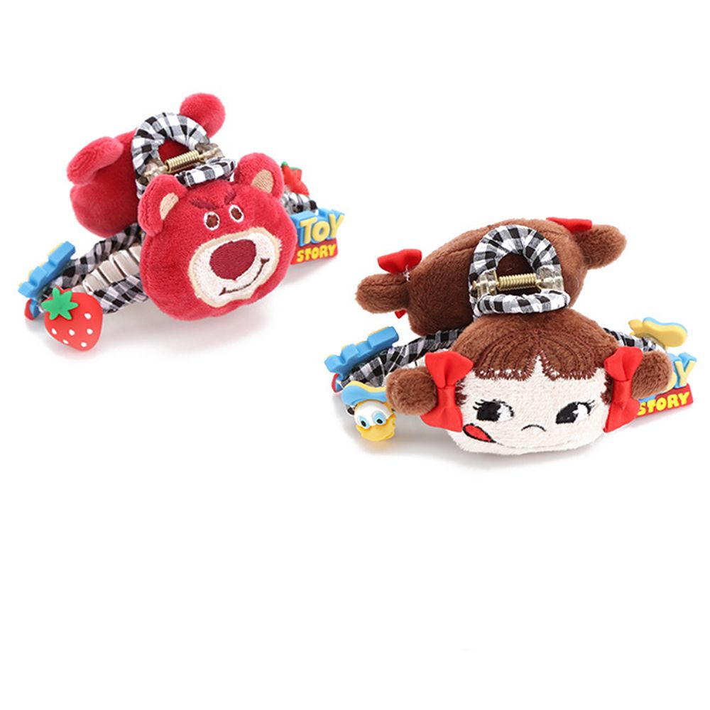 Kẹp tóc càng cua bằng vải acrylic hình gấu dâu tây hoạt hình phong cách Hàn Quốc dễ thương cho nữ