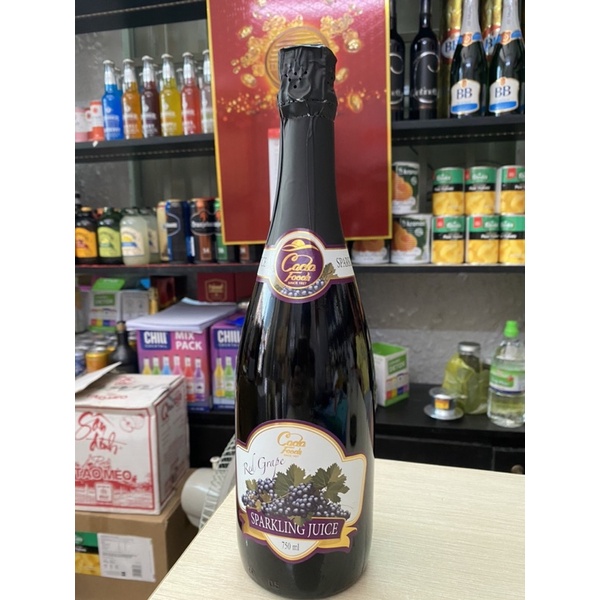 Thùng x 6 Chai Nước Trái Cây Đà Lạt Sparkling Juice 750ml-Nho Đỏ