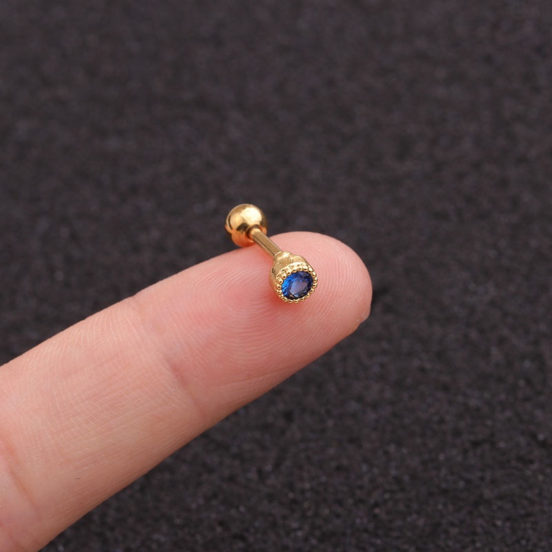 Khuyên tai đính đá zircon đơn giản thời trang tùy chọn màu sắc