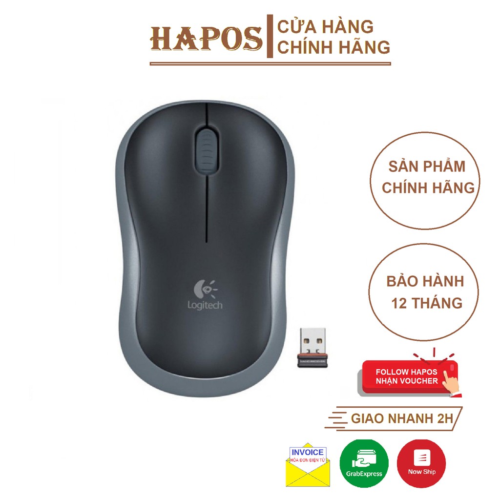 Chuột không dây Logitech dùng cho máy tính, laptop, chuột wireless nhỏ gọn tặng kèm miếng pad lót chuột - HAPOS