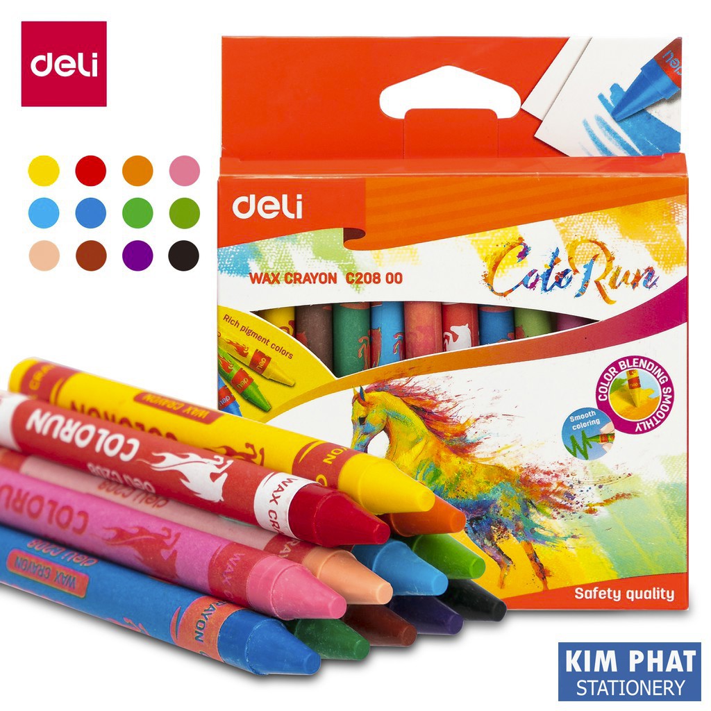 Bút sáp màu 12/18/24 màu ColoRun DELI