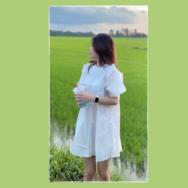 Đầm babydool , váy tiểu thư màu trắng siêu xinh (PLD05)