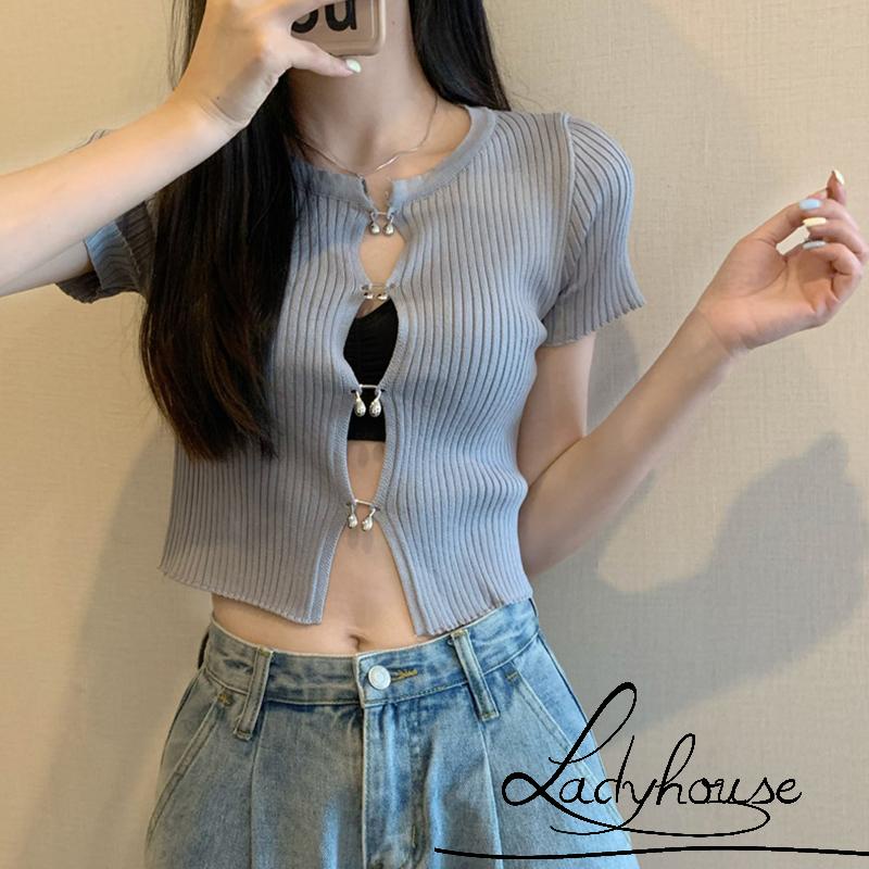 Áo Thun Tay Ngắn Cổ Tròn Màu Trơn Thời Trang Mùa Hè Dành Cho Nữ