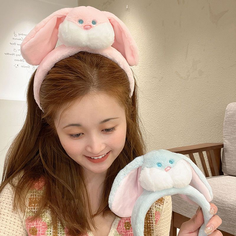 Băng Đô Cài Tóc Tai Thỏ Phối Lông Dễ Thương Phong Cách Hàn Quốc