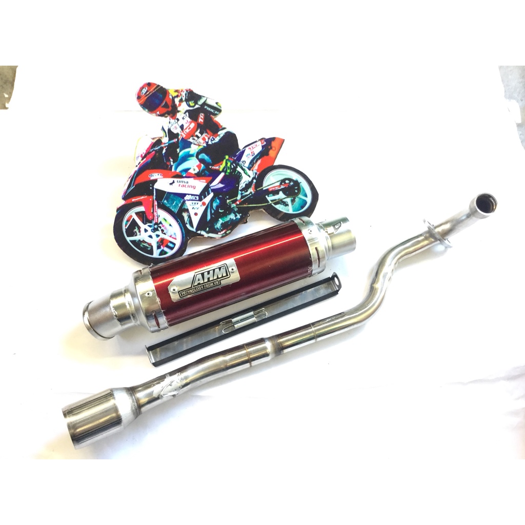 Bộ pô ahm đỏ full CỔ INOX THẲNG WAVE, SI, CUP, DREAM, EXCITER, WINER, SONIC, RAIDER FI, SATRIA, GSX