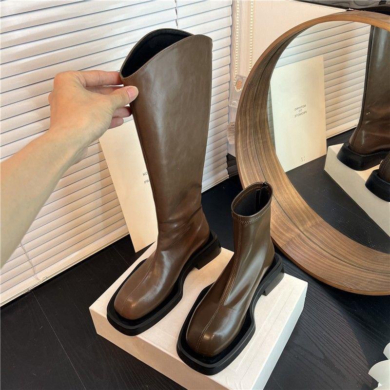 Giày Bốt Martin Mỏng Mũi Vuông Đế Dày Thời Trang Thu Đông 2022 Cho Nữ