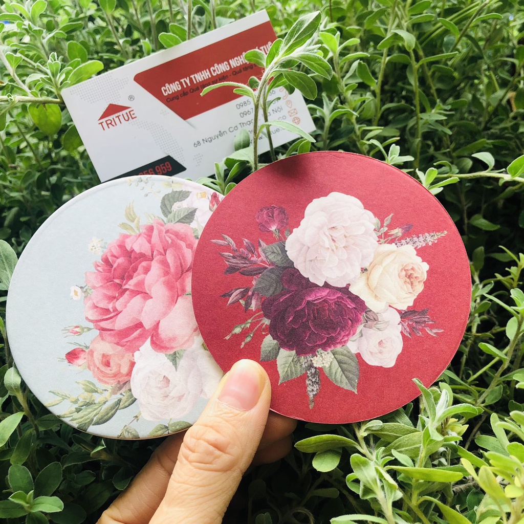 Lóc cốc giấy hình bông hoa in 2 mặt cho đám cưới, lót cốc giấy in sẵn giá rẻ ở HÀ Nội