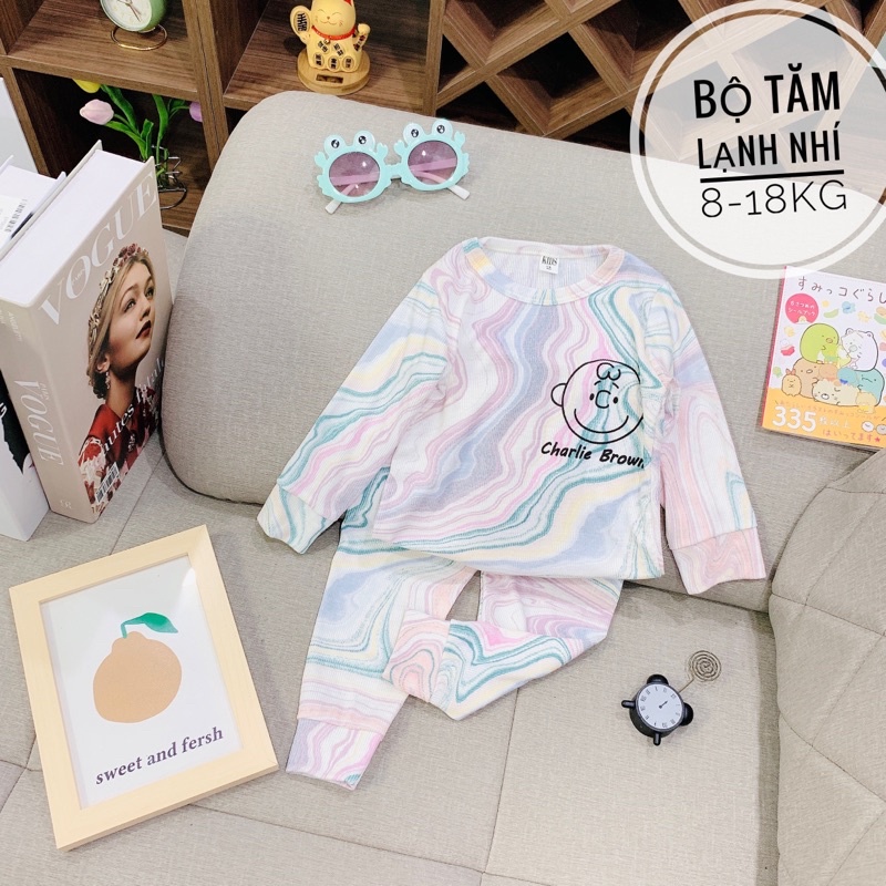 Quần áo trẻ em 8-18kg, bộ đồ dài tay Thu Đông cho bé hình gấu chất tăm lạnh mềm mịn siêu hot 2022